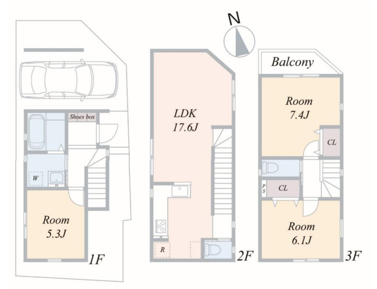 横浜市磯子区丸山1丁目 新築戸建て【仲介手数料無料】の間取り