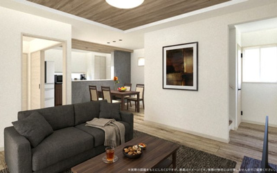 【完成予想図】 | 【LDK　イメージパース】 
※画像は設計図面を基に作成したイメージです。