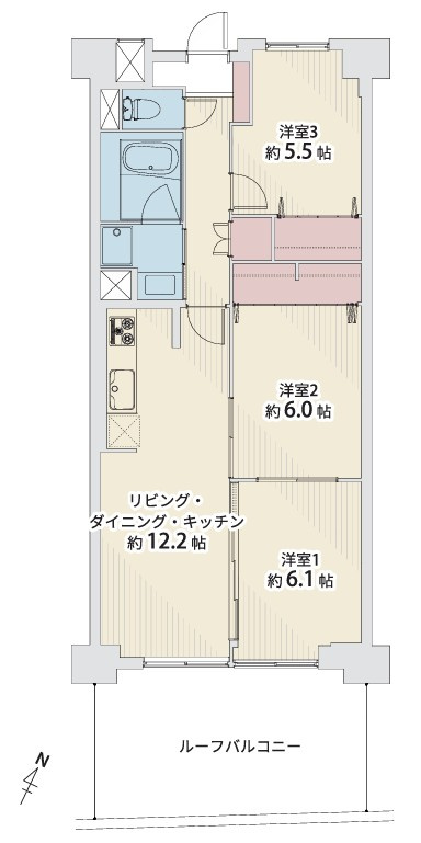 ライオンズマンション西公園第3の間取り