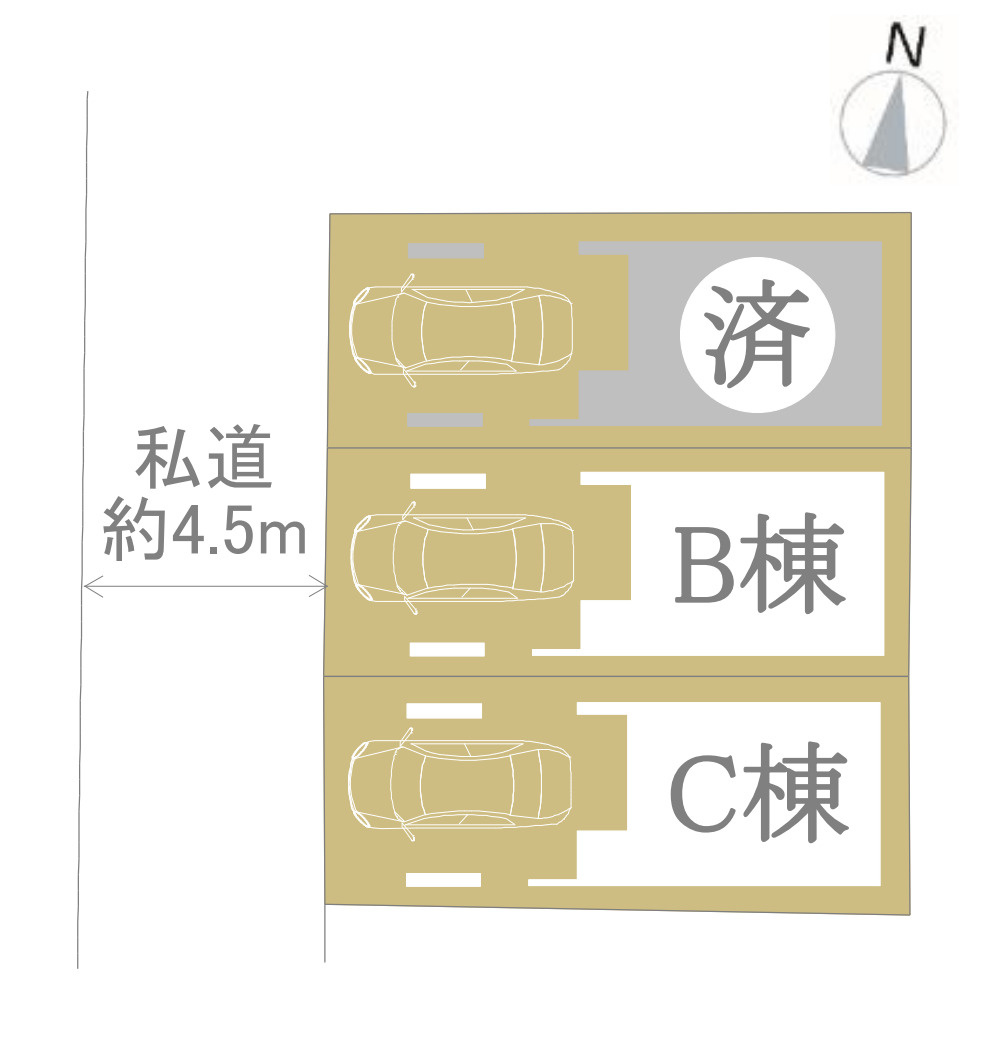 横浜市神奈川区松見町4丁目 新築戸建て【仲介手数料無料】の区画図