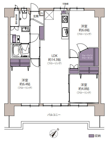 【間取り】 | ＭＡＣ箱崎コート | リフォーム済みで気持ちよく新生活を始められます。両面に窓があるので通気性がよく快適です
