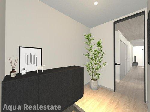 丸亀市飯野町西分の新築一戸建の玄関|おしゃれな内装です