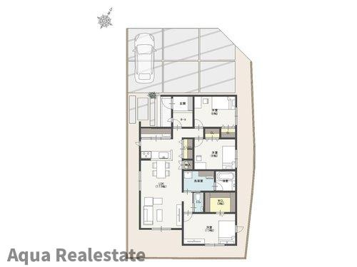 丸亀市飯野町西分の新築一戸建の区画図