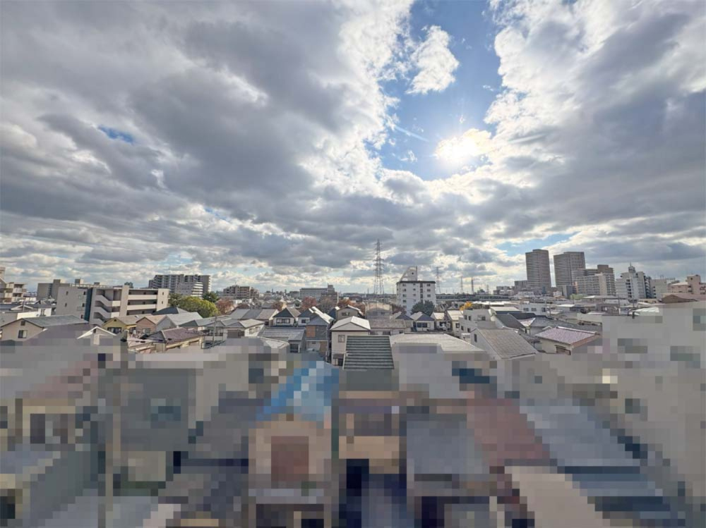 朝日プラザ立花の展望|バルコニーから南側方向を望む