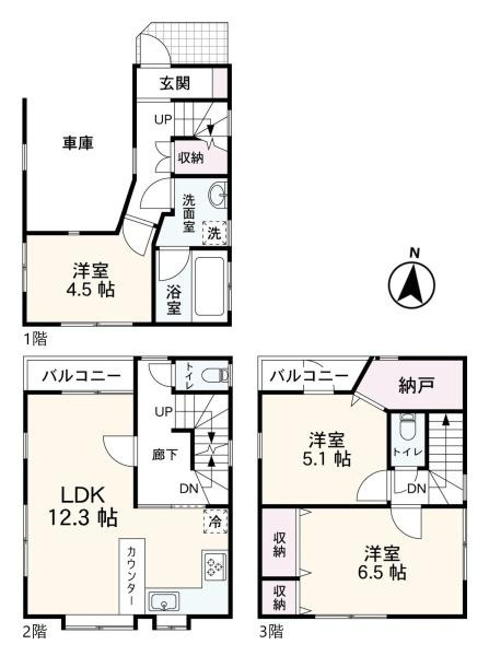 川崎市中原区井田１丁目の中古一戸建の間取り