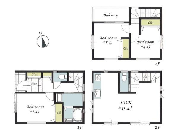 横浜市西区西戸部町３丁目の新築一戸建の間取り