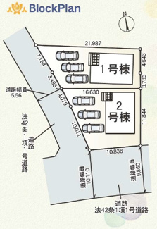 【区画図】 | 岐阜市長森本町新築建売全2棟！長森北小学校徒歩3分！お車並列3台可能！インナーバルコニーのあるお家！ | 岐阜市長森本町新築建売全2棟！長森北小学校徒歩3分！お車並列3台可能！インナーバルコニーのあるお家！