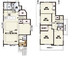 茅ヶ崎市南湖６丁目　新築戸建　全２棟の間取り|南向き　３SLDKです。