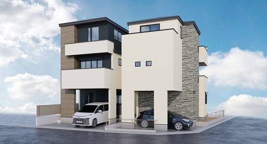 中野区江古田1丁目　新築戸建　全2棟の完成予想図|外観パース

現地ご見学希望・資料請求などお気軽にお問い合わせ下さい！
03-5990-5201