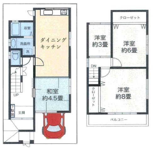尼崎市大西町　中古戸建の間取り