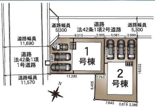 香美市土佐山田町東本町（第1）　新築戸建　1号棟【全2区画】の区画図|1号棟　土地面積　120.89㎡　（約35.56坪）