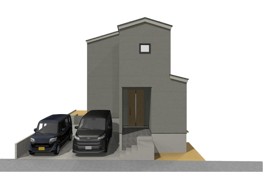 高知市福井町　新築戸建ての外観パース|2026.2月下旬：建築中