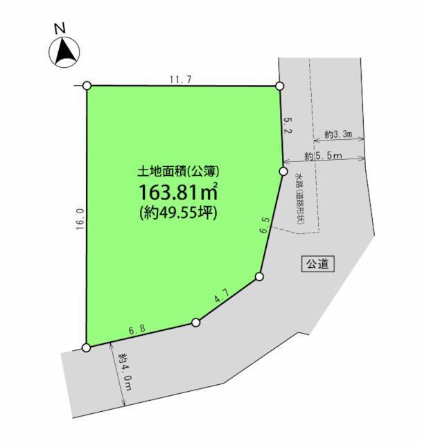 茅ヶ崎市芹沢　売地の土地図| 土地図です。