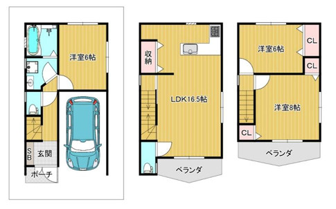 岡山2丁目　中古戸建の間取り|16.5帖の広々リビングでお部屋のレイアウトも楽しめますね☆彡