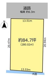 【区画図】 | 岐阜市瑞雲町売地！建築条件無し！梅林小学校まで徒歩4分！敷地広々84坪！ | 岐阜市瑞雲町売地！建築条件無し！梅林小学校まで徒歩4分！敷地広々84坪！