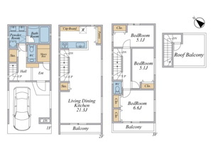 【間取り】 | ルーフバルコニー+車庫付3LDKプラン
ご自宅から現地まで、当社スタッフがお車にて、「お迎え・お送り」をしております。ぜひお気軽にお問い合わせくださいませ♪