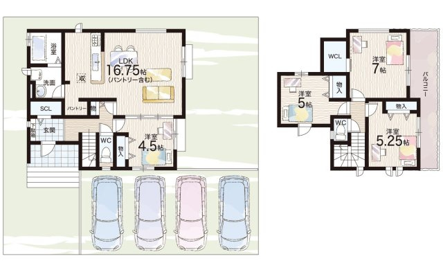 神戸市西区桜が丘東町　新築一戸建ての間取り