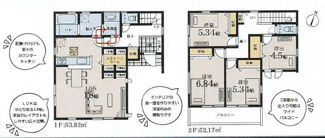 【間取り】 | 藤沢市下土棚  5号棟 | 4LDK　二部屋から行き来できるバルコニー　1階掃き出し窓シャッター付　浴室乾燥機+窓　全居室収納　LDK18帖