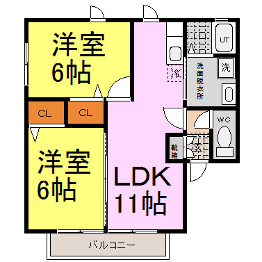 ＢＩＲＤＬＡＮＤたまでの間取り|オール洋室２ＬＤＫ