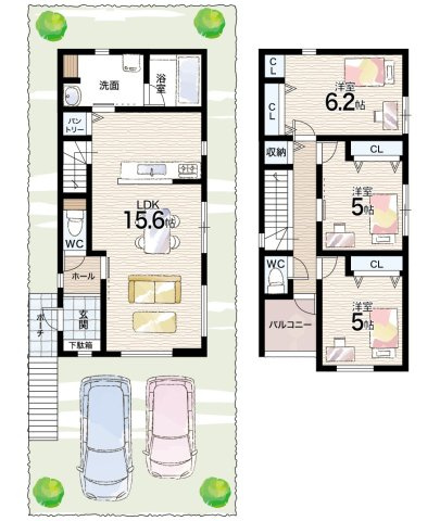 神戸市須磨区竜が台　第2期　新築一戸建ての間取り|２号地