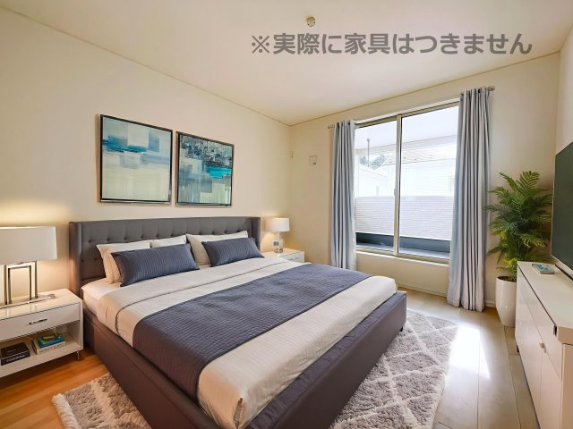 新築戸建・新築建売　会津若松市門田町黒岩第7　城南小・第五中の洋室|画像はAI加工による演出で、実際の家具は付きません。