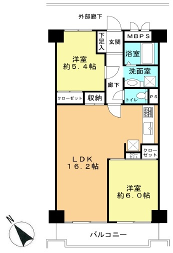 【間取り】 | 川越シティハイツ | ２LDK