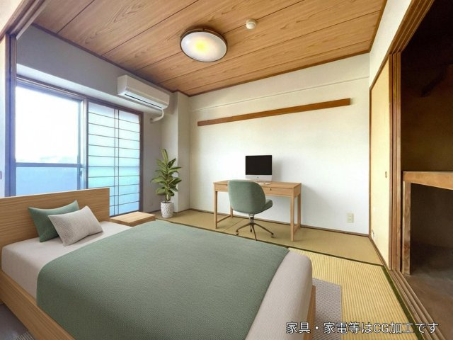 アルファステイツ桟橋通りⅡの和室|実際のお部屋にＣＧインテリアによるバーチャルステージングで、お部屋のイメージを表現しています。