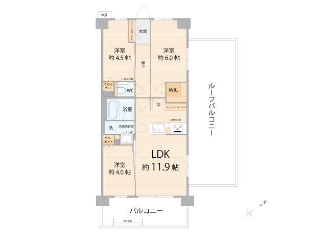 【間取り】 | プレシス朝霞台グリーンパークス（朝霞店） | 南東角住戸につき陽当・通風良好！
花火鑑賞も楽しめます。