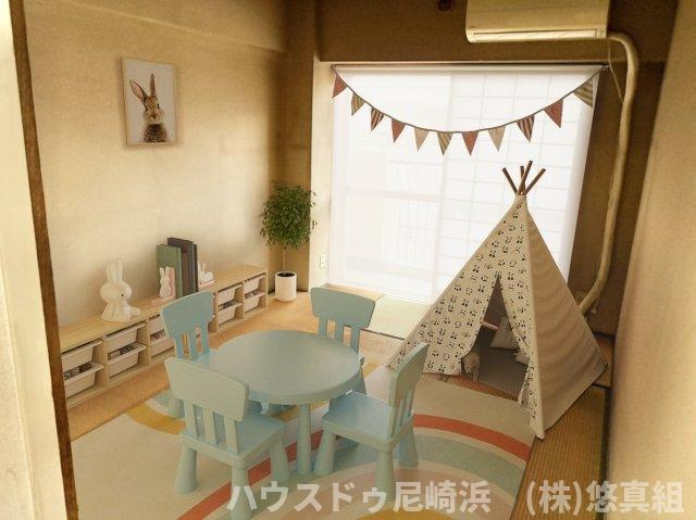 日興宝塚スカイマンションの和室|■和室　約6帖　押入収納ございます♪（※家具配置はCGによるシミュレーションです。）