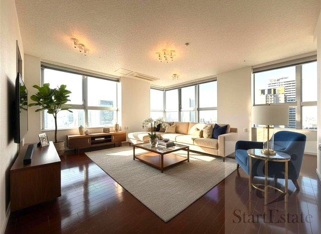 【居間・リビング】 | アーバンライフ御堂筋本町タワー | AIで家具等を配置したイメージ画像になります。