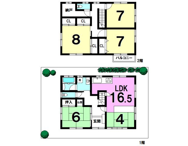 中央区下飯田町の間取り|間取りは４LDKとなります。LDK部分は小上がりの和室と一体となっています。