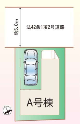 富士見市大字鶴馬の新築一戸建の区画図|ビルトイン車庫付きで大切なお車も安心です。
