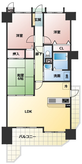 【間取り】 | コアマンション坪井2