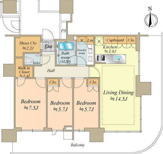 17階部分 南×東 角部屋