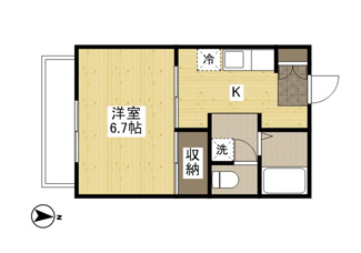 【間取り】 | ドミール土屋 | 1K
