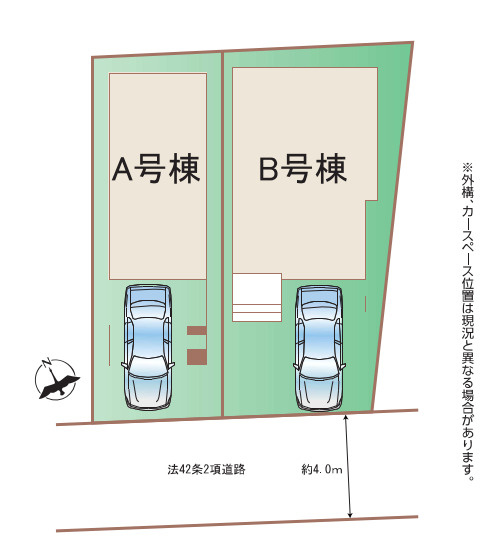 新築／富士見市関沢２丁目　全２棟の区画図|駐車１台可能（※車種による）