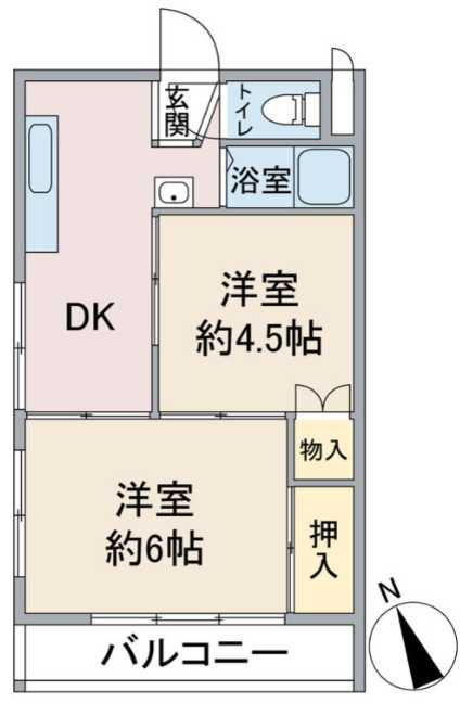 オリトハイツ　礼金0　三軒茶屋エリア　南向きの間取り