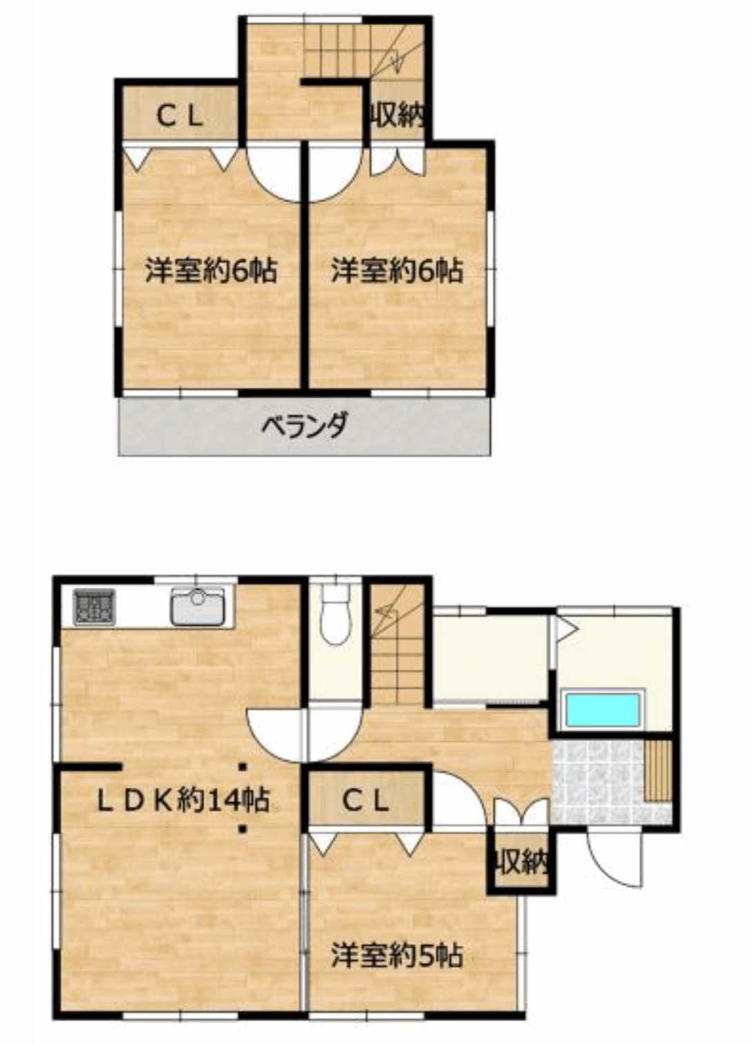 宇都宮市石井町 中古戸建の間取り|3LDK カースペース2台