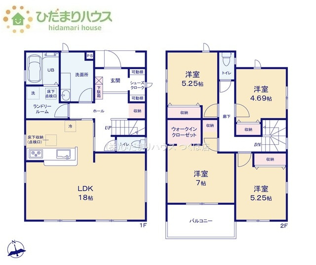 【間取り】 | 第1取手市ゆめみ野　新築戸建　2号棟 | ２階に4部屋あるので、パパの書斎やママの趣味の部屋も実現可能です！