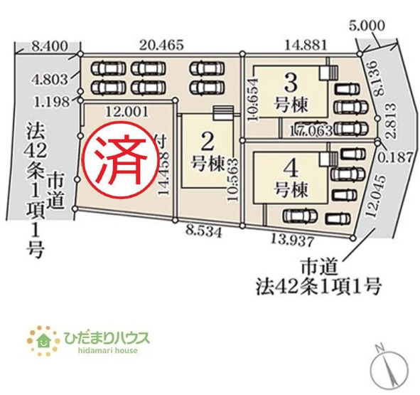 【区画図】 | 第1取手市ゆめみ野　新築戸建　2号棟 | ご家族でお車に乗る方に！駐車4台以上可能です！
（2号棟）
