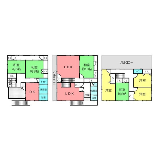 【間取り】 | 中古戸建　土生町2丁目 | 【3LDK】＋【4LDK】
二世帯住宅に適した間取りです♪