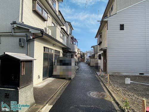 紫野北舟岡町 建築条件無 土地の前面道路含む現地写真
