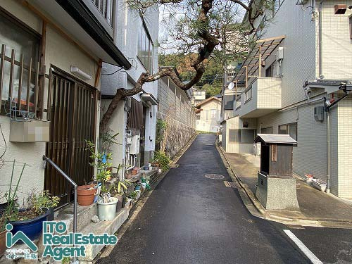 紫野北舟岡町 建築条件無 土地の前面道路含む現地写真