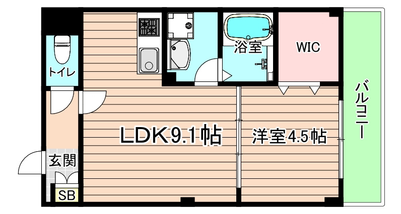 大阪市城東区中浜３丁目の賃貸マンションの間取り