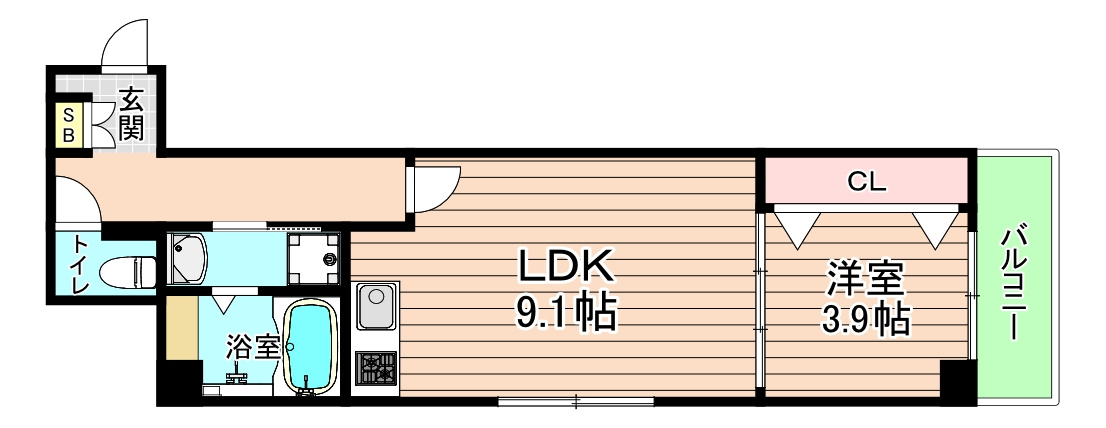 大阪市城東区中浜３丁目の賃貸マンションの間取り