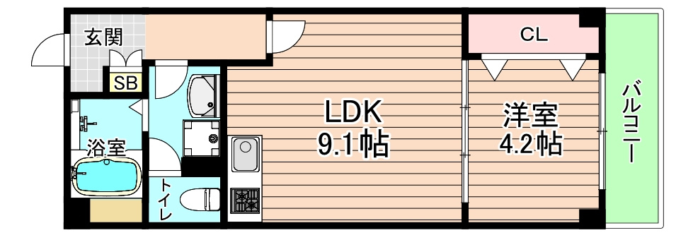 大阪市城東区中浜３丁目の賃貸マンションの間取り
