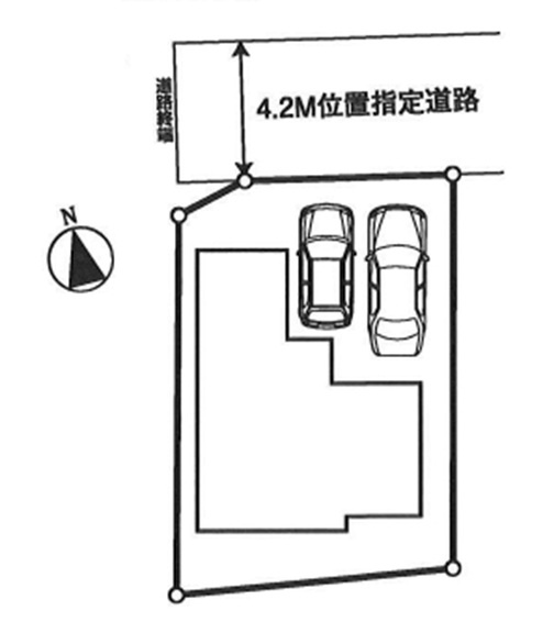 所沢市牛沼・全1棟　新築一戸建　～LDK15.8帖～の区画図|並列駐車2台可能です。(車種制限あり)