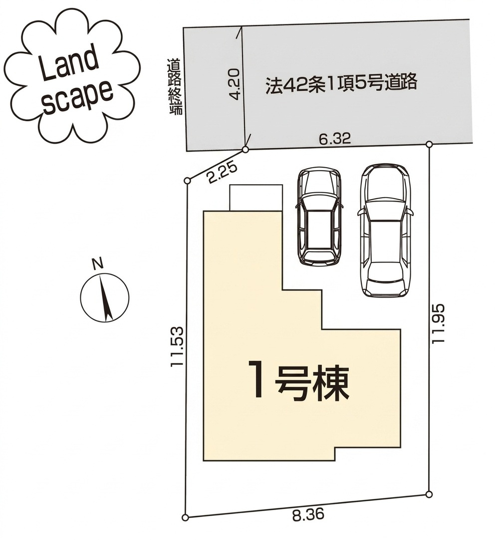 所沢市牛沼・全1棟　新築一戸建　～LDK15.8帖～の区画図|並列駐車2台可能です。(車種制限あり)
