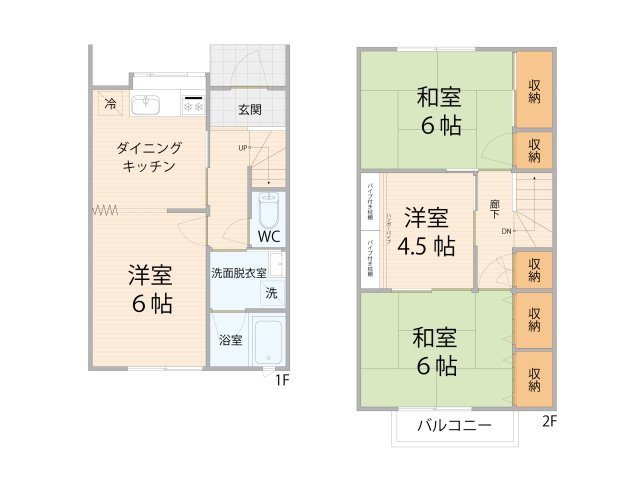 【間取り】 | 和光市新倉2丁目　中古テラスハウス（朝霞店） | 収納スペースが充実した4ＤＫです♪