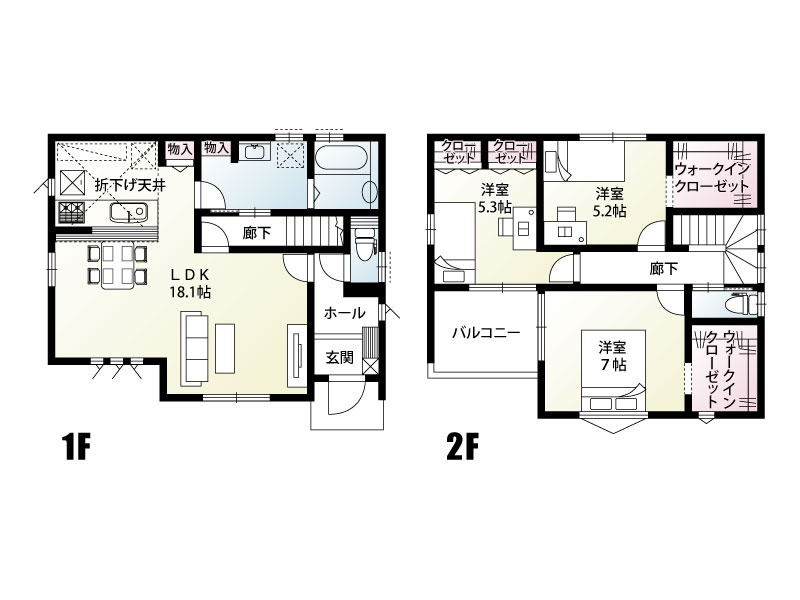【新築住宅】東松山市美土里町 全2棟の間取り